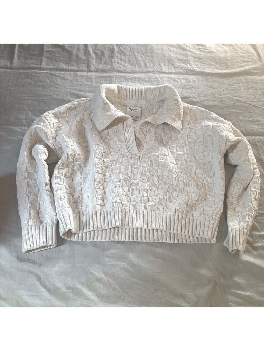 Abercrombie & Fitch Sweater Knit Pattern Cream Size S